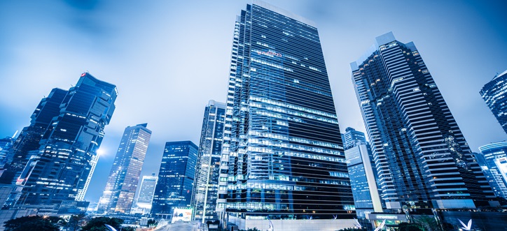 Modern financial skyscrapers in central Hong Kong