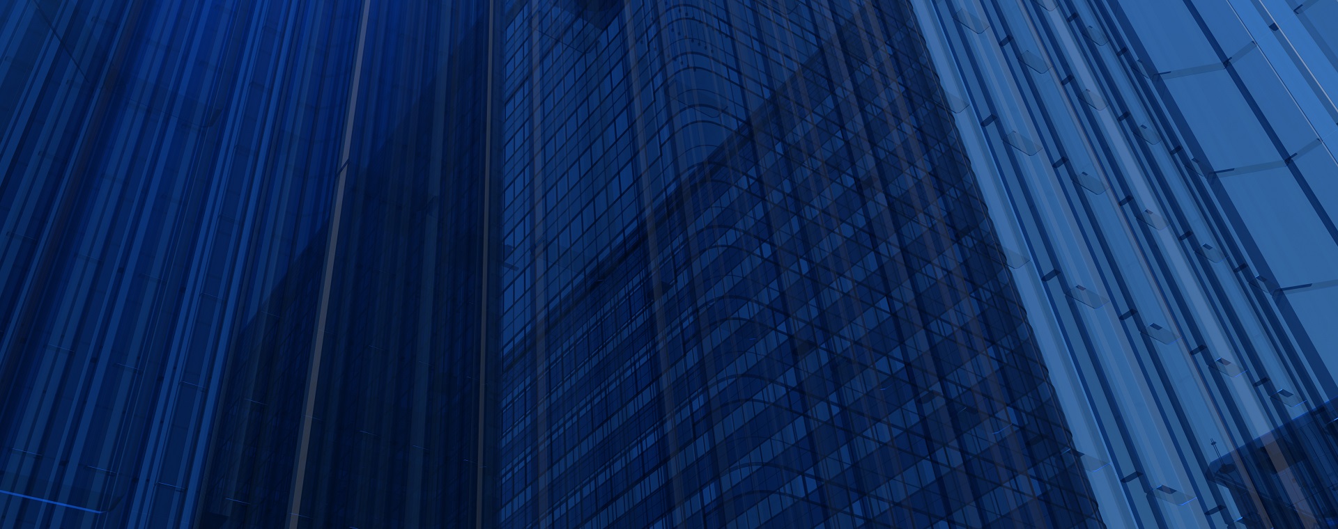 Reflective/transparent building against blue background
