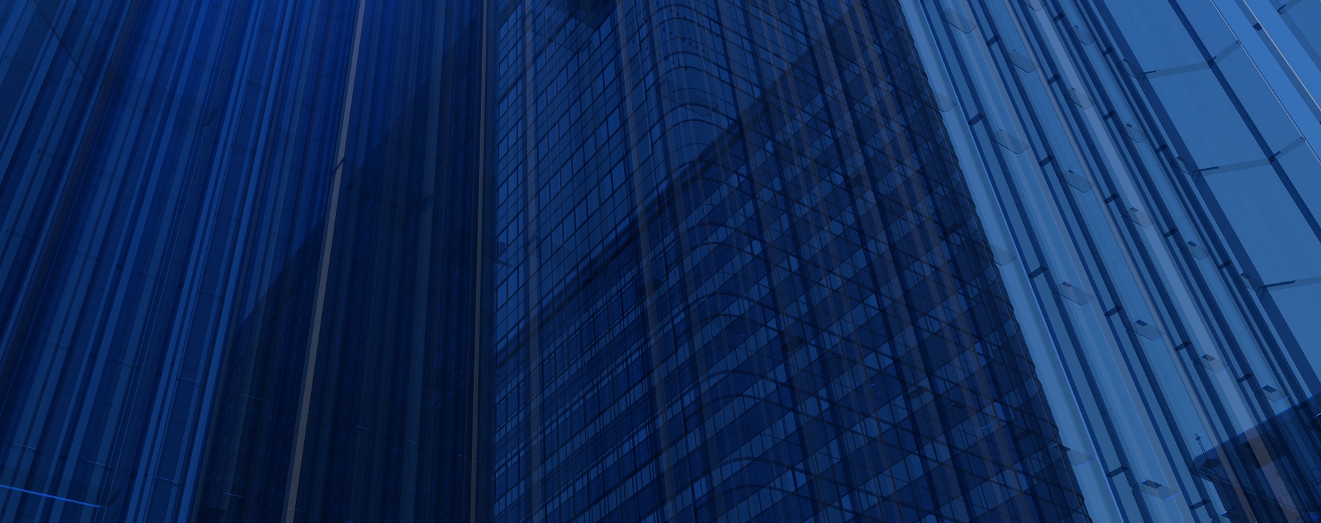 Reflective/transparent building against blue background
