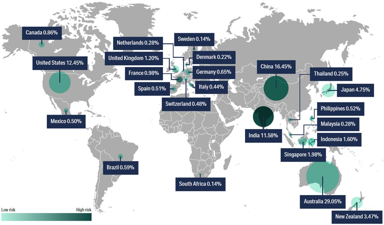 Map of global modern slavery risk