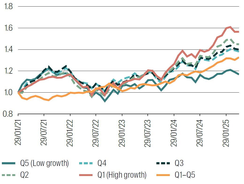 Performance of Growth quintiles 